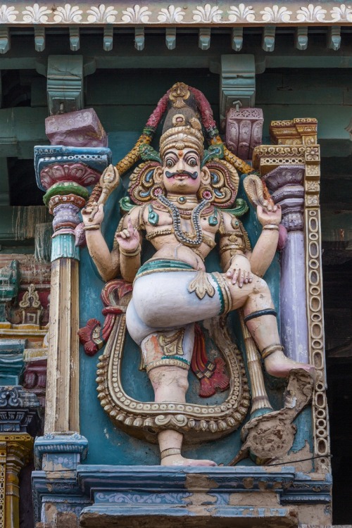 Dwarapalaka, Madurai Meenakshi Temple, Tamil Nadu, photo by Kevin Standage, more at https://kevinsta