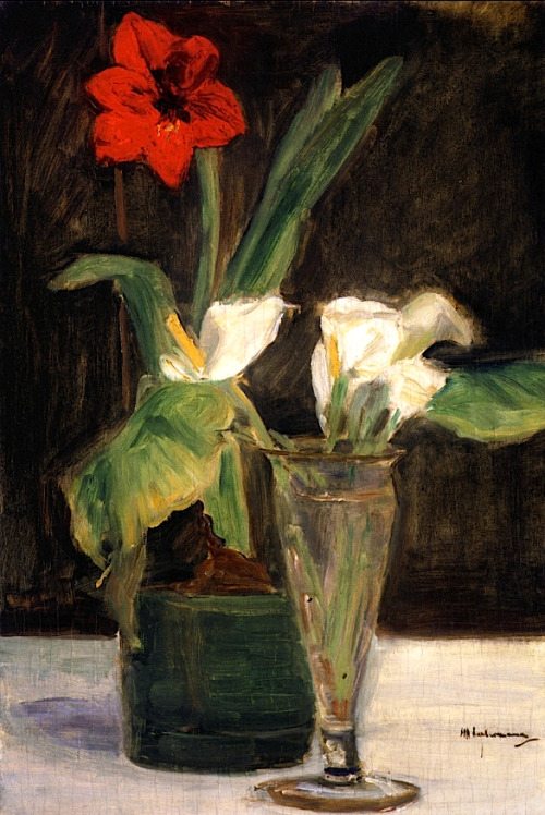 bofransson:Floral Piece - Amaryllis and Calla Lilies in a Glass VaseMax Liebermann - 1923