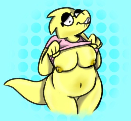 Colored up one of @spurkeht’s Undertail doodles and got permission to post it here :)   LOOKIT THAT LIZARD TITTY