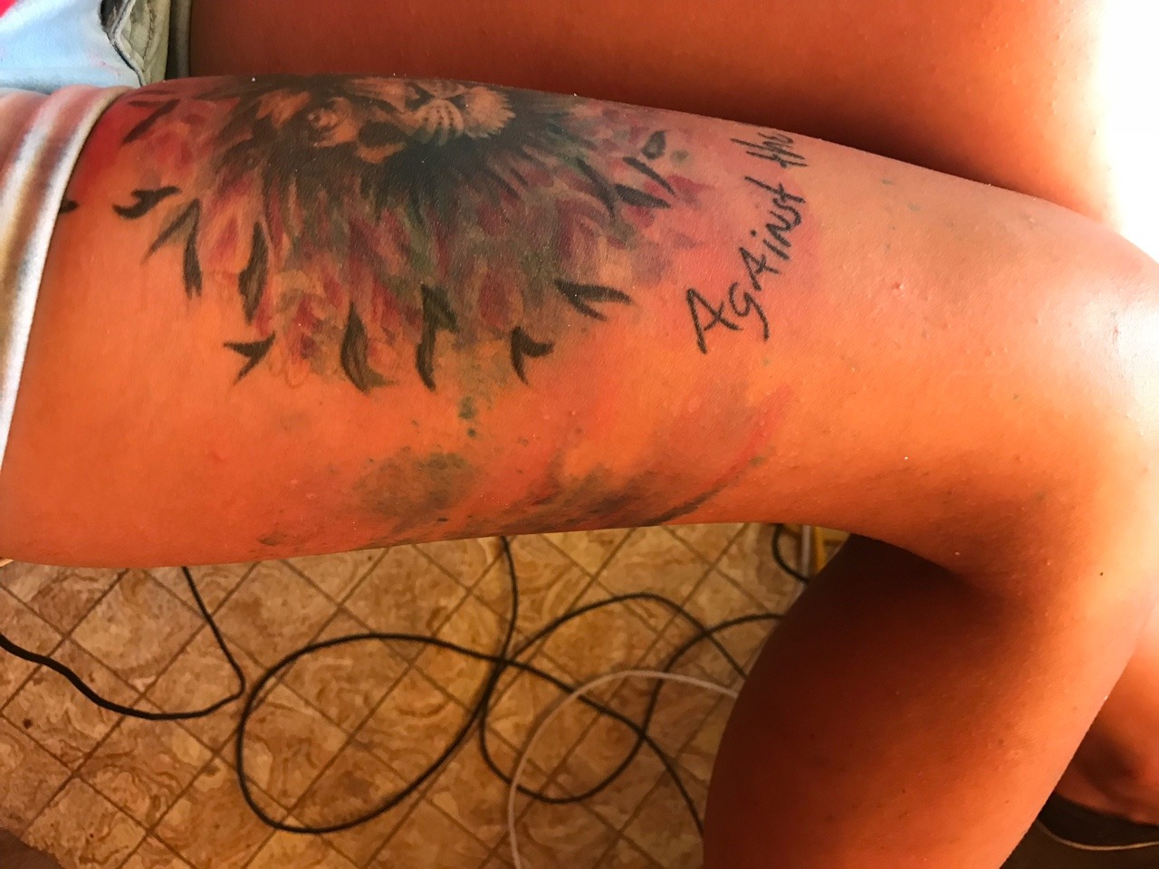 carnival-cutie:  Made a shit ton of cotton candy today and ended up staining my leg