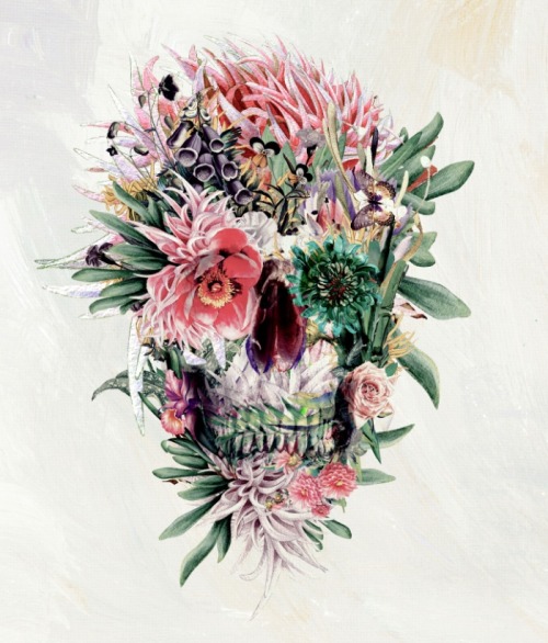 Porn lesstalkmoreillustration: Floral Skull Giclée photos