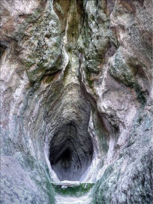 entheognosis:Utroba Cave, Bulgaria, a Thracian shrine carved around the 9th or 10th century BCE, dep