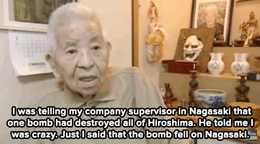 micdotcom:  Meet the man who survived both Hiroshima and Nagasaki 70 years ago today, 29-year-old Tsutomu Yamaguchi was visiting Hiroshima on business and had been walking to his office. In a 2010 interview with ABC News Australia, Yamaguchi spoke of
