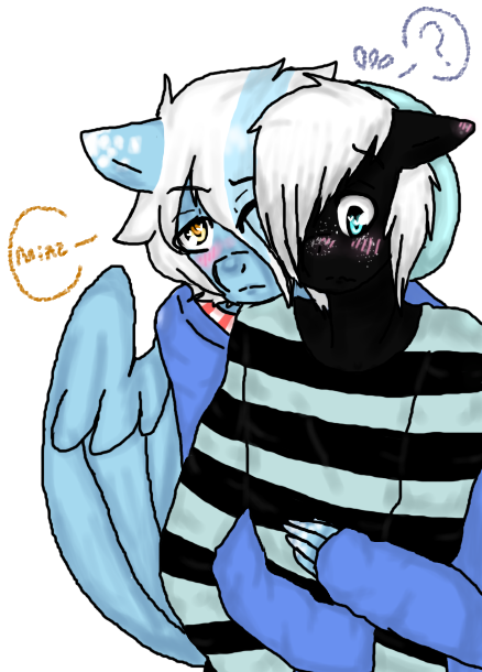 askstarcatcherpony:  (well here you go i hope you like it ;w; its Slushie and Catcher as furries look at the cuties >u< i hope you like it Ally for arithemodpone)  D'aww! :3