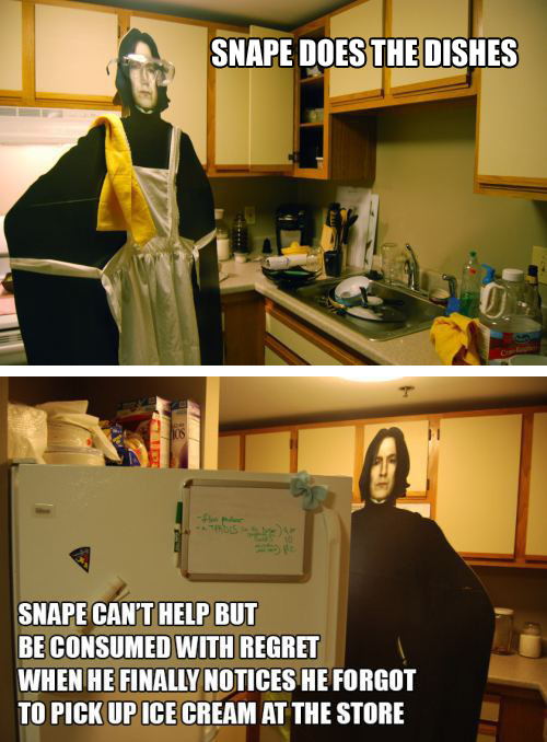 tastefullyoffensive:  Snape Doing Everyday Things [via]