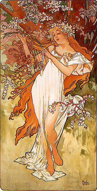 artchronicles:Alfons Mucha, “Spring”. 1896 1896 Alfons Mucha  Spring