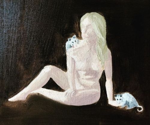 jayfairba:‘Tis I, the goddess of AHHHHHH#possum #painting #oilpainting #nude #opossum #opossumsofins