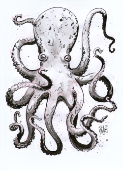 seahorsecarousel:  Inky Octopus for a friend! Prints available here.