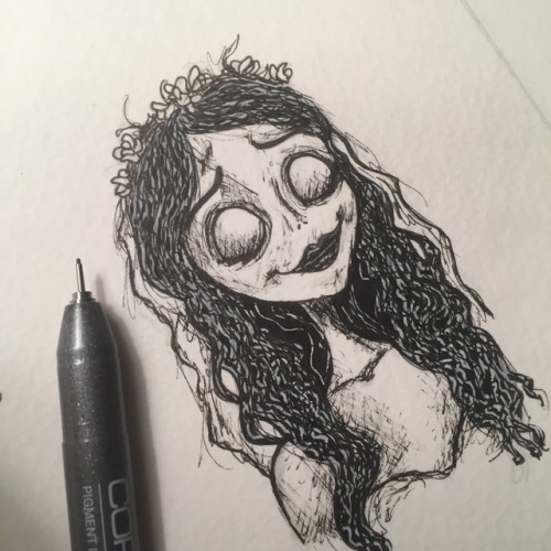 ecarrier:Inktober day two. Emily the Corpse Bride.