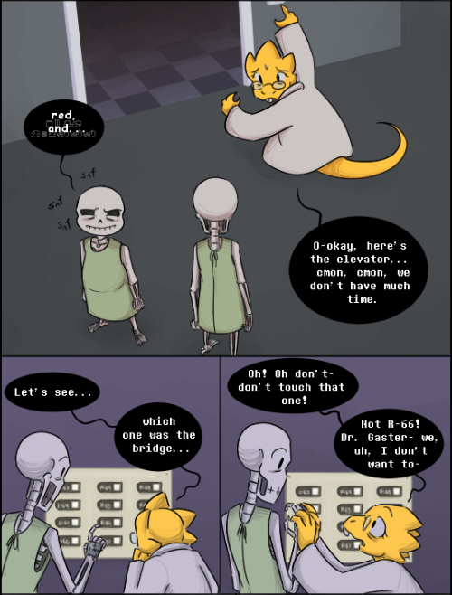 zarla-s:  [Previous]Uh oh.Sans is going over every cruel thing Gaster’s done to them while in the elevator, but the four specific things are:-How Gaster showed them the plates were tracking devices.-Gaster asking him how far he’d go to protect his