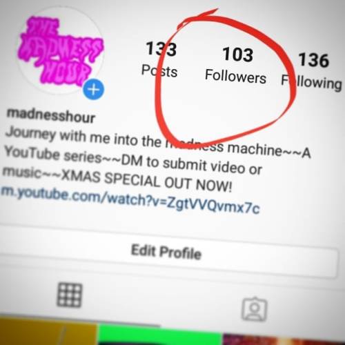 Broke 100 followers on Christmas day. What a great gift! Thanks Maddies! #madnesshour #youtube #we