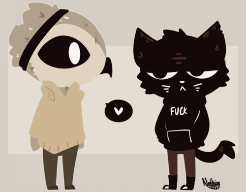 hungrykuroneko:« I suck a bit less now that you crashed in my life, ya’ know. »Night in the woods artstyle / The boyfriend & me. 