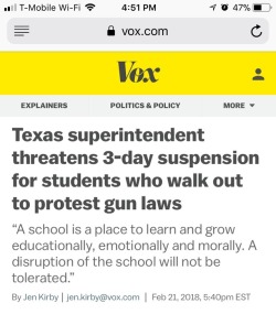 junecsea:  timetravelrabbit:  roqo: Reminder that protesting is worth getting suspended for   #yeah a walkout is disruptive but you know what’s more disruptive? FUCKING SHOOTINGS   I’m reblogging this again because I wanted to add a note: PROTEST