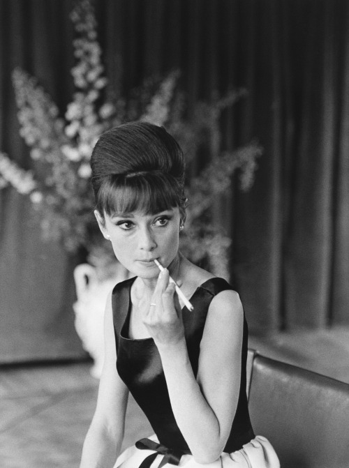 jeanne-art: Audrey Hepburn photographed by Luc Fournol at a media junket for the film Paris When it 