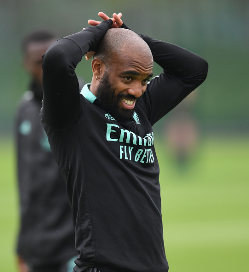 Alex Lacazette of Arsenal during a training session at London Colney on May 15, 2022 in St Albans, E