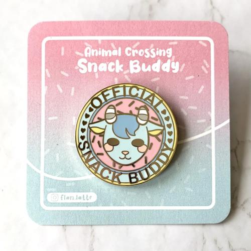 Animal Crossing Snack Buddy Pins made by FlanLatte
