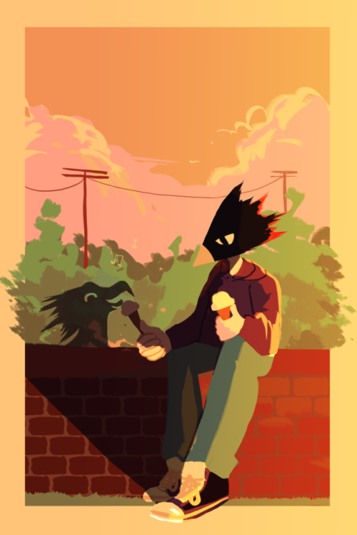 kchloewhite:finished tokoyami print! check my blog for the matching tsuyu print hope to sell these a