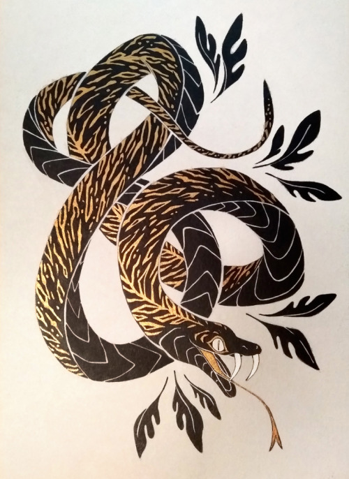 sticksandsharks:I’m doing Inktober over at my twitter, here are some black/gold ink ones