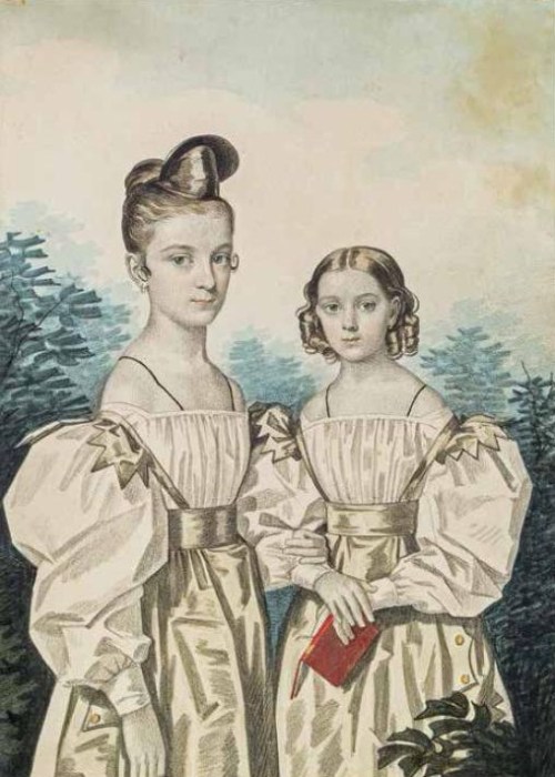 Anna and Elena Ushakova by Karl Gampeln, 1830s