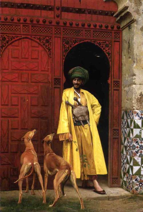 19thcenturyboyfriend:An Arab and His Dogs (1875), Jean-Léon Gérôme