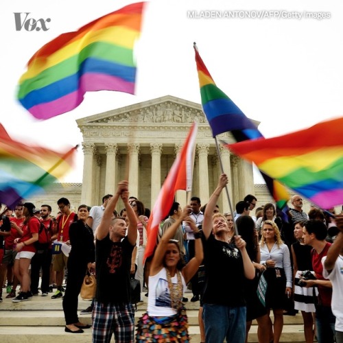 vox: On this day in history, two years ago… Two years ago today, the US Supreme Court struck down states’ same-sex marriage bans, bringing marriage equality to the entire US.  “No union is more profound than marriage, for it embodies the highest