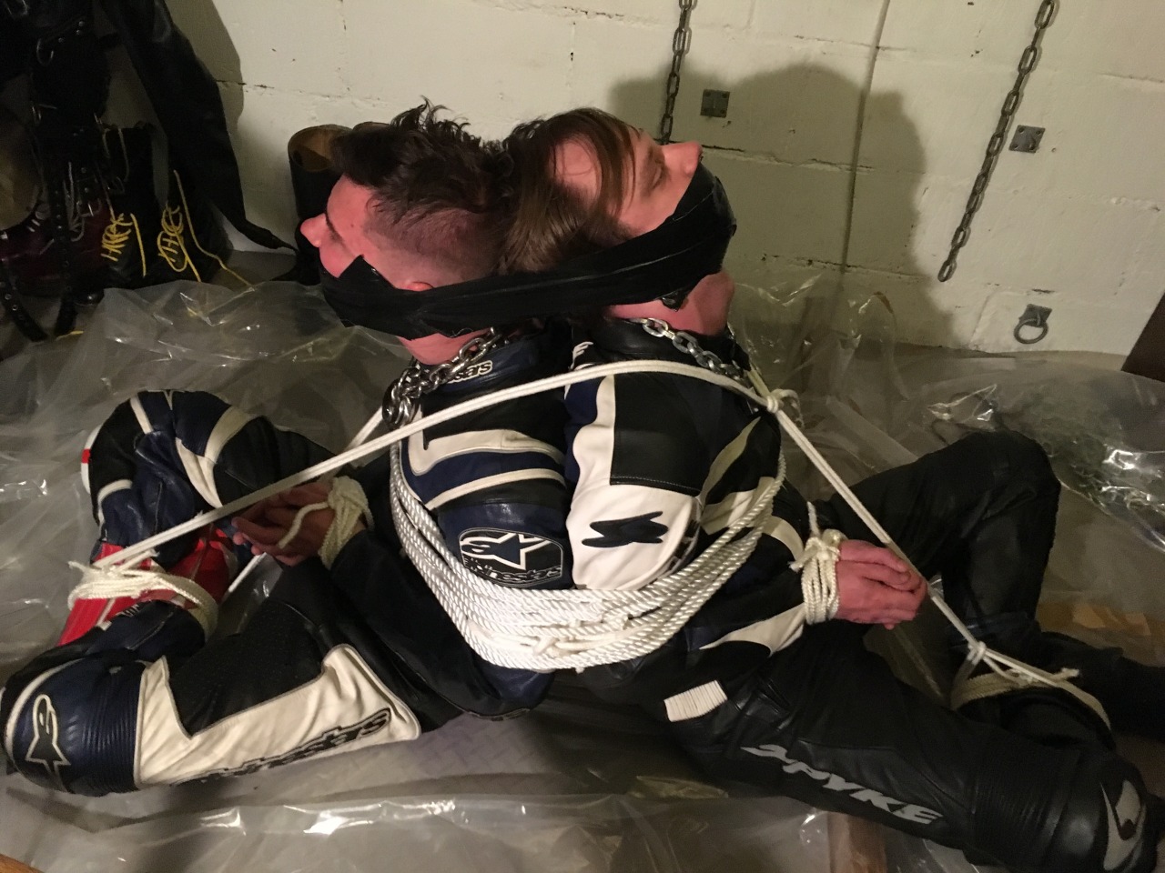 jamesbondagesx:  Biker boys, bound and gagged back to back 