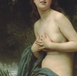 femalebeautyinart:  Spring Breeze (detail) by William-Adolphe Bouguereau, 1895 