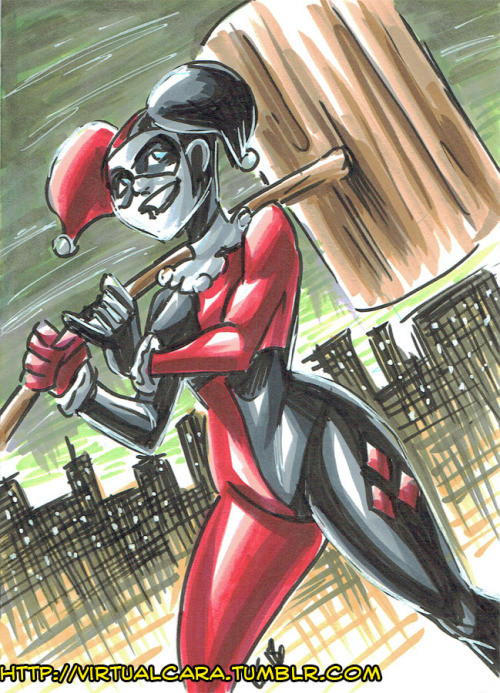 Harley Quinn!5x7 Consketch, ink marker and paint on card stock.Commission Info | Buy Me A Coffee on 