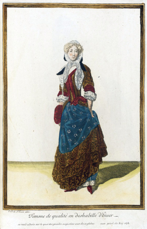 &lsquo;Femme de Qualité en Deshabille d'Hiuer&rsquo; from Recueil des modes de la cour de France by 