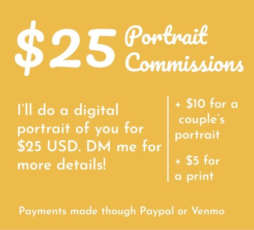 deandra-arts: Get your portrait done by me for 25 dollars!!