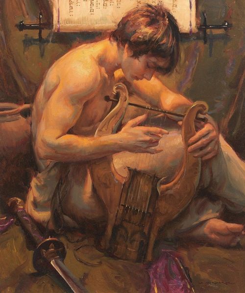 beyond-the-pale:   Daniel F. Gerhartz -  Strength Renewed  (Daniel playing a harp) 2009Aspire Auctions