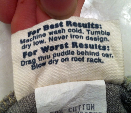 pr1nceshawn: Always read your clothing labels. You never know what you might find…