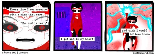 anotsosofterhomestuck: Homestuck pages 7800, 8185 and 8234. the end is nearer