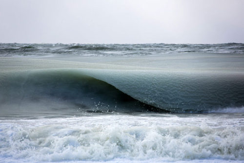 The weird, half-frozen waves in Nantucket 