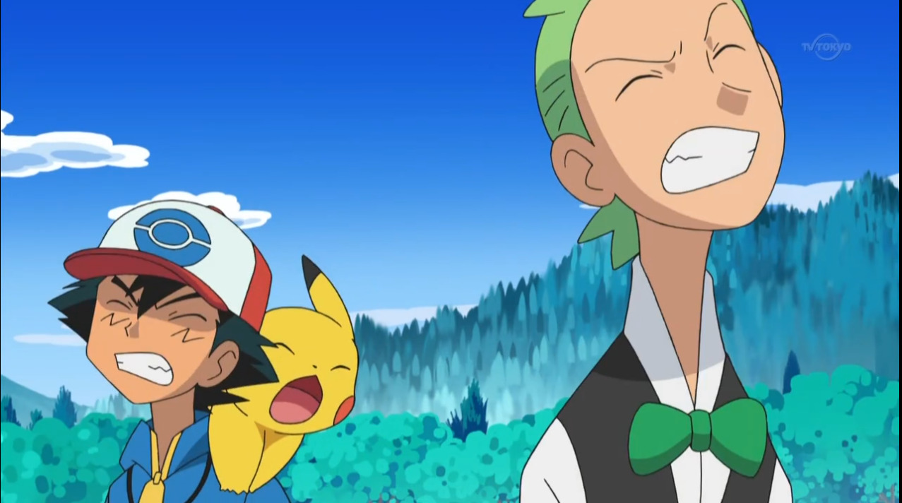 protector-of-kalos:  Here we have Satoshi and Dento attempting to be giraffes 