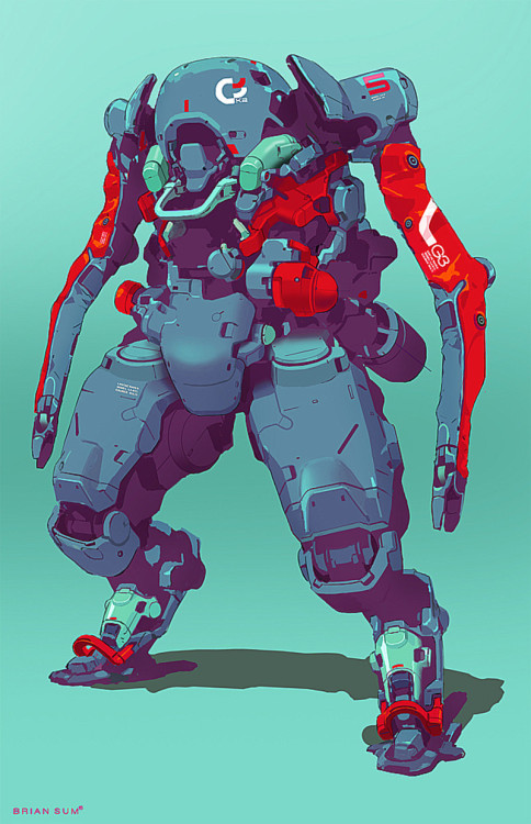 rhubarbes:  ArtStation - Heavy Mech, by Brian SumMore robots here.