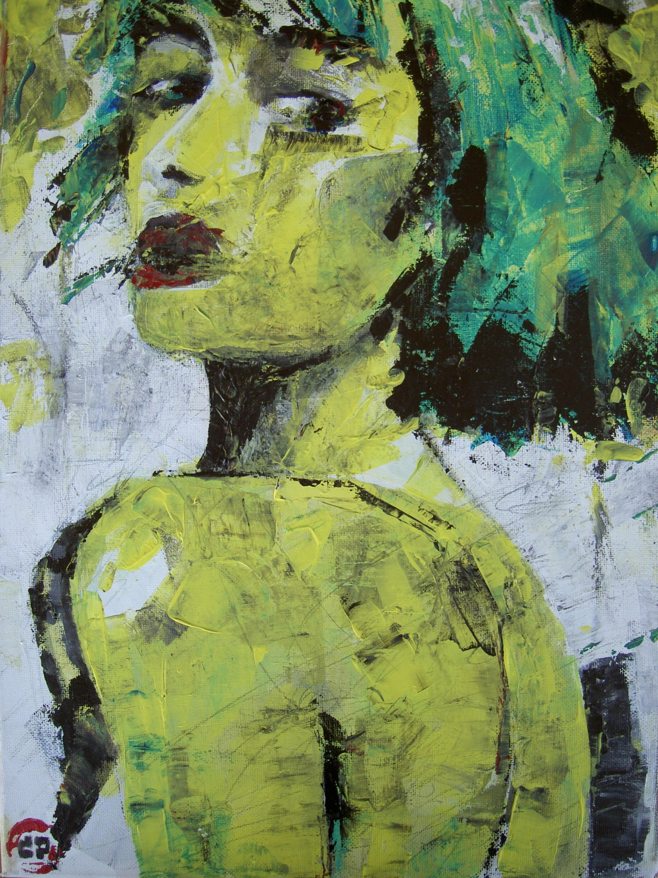 diogenispap:  figure 01 (30 x 21, acrylics on canvas using palette knife)