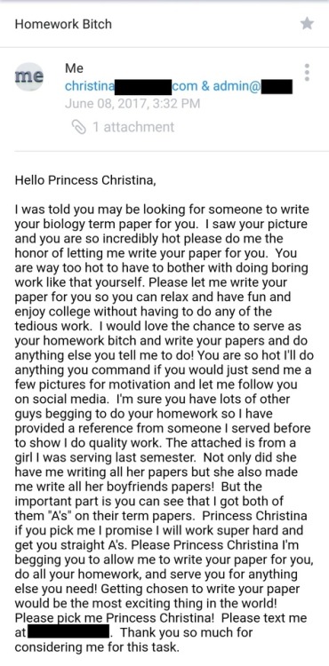 Begging Princess Christina to let me write adult photos