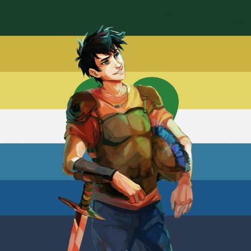 Bigender and T4T Percy Jackson and Transmasc Thalia Grace based flags~ (with and without characters)