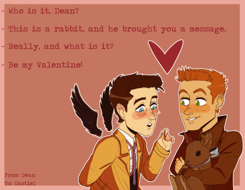 japyjazzz:Happy st. Valentine’s day!Fandom: SupernaturalCharacters: Dean/Castiel awwwwwwwwwww