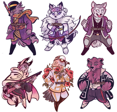 Wooden Golden Kamuy furry charms are BACK and now feature 4 new characters! Preorders will be open t