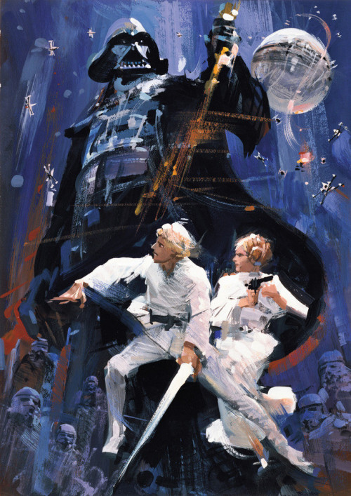 70sscifiart:How John Berkey paints Star Wars