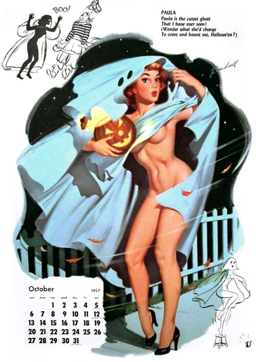 Bill Randall / calendar illustration, October 1957.