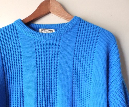 littlevisionsthrift: Cerulean Blue Knit Sweater LittleVisionsThrift.etsy.com