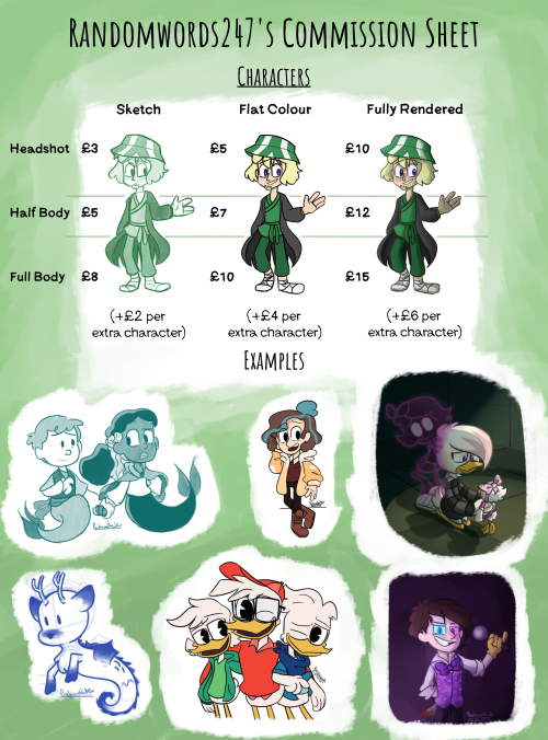 randomwords247: Hello!! I’m currently taking commissions! In these sheets are the details of what ty