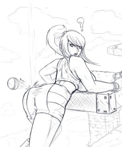 reliusmax:  Old sketch I did Of Samus for no reasons   I wana catch dat~ &lt; |D’‘‘‘