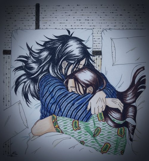 Hashirama and Madara, finally getting the cuddles they deserve. (couldn’t decide whether morning or 