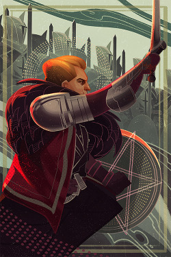 powersimon:A tarot card of Cullen from Dragon Age.I really love the eerie style of the tarot cards for Dragon Age 3 and my girlfriend lyriumnug really wanted to see one of Cullen.Consulted with several others and landed on a version of knight of pentacles