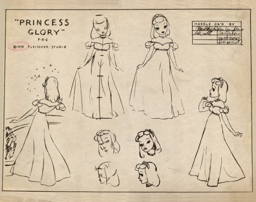 Model sheets from the 1939 Fleischer animated feature, Gulliver’s Travels.