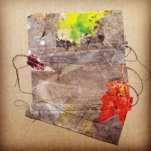 363 days of tea. Day 296. #monoprints on stitched #teabags #art #printmaking #fallfoliage